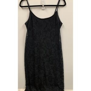Soma Black Floral Full Lace Sleeveless Maxi Dress Lined Women's Medium